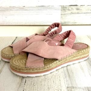 Marc Fisher Womens 9 Pink Pella Suede Espadrille Platform Sandal Slip-On  Summer